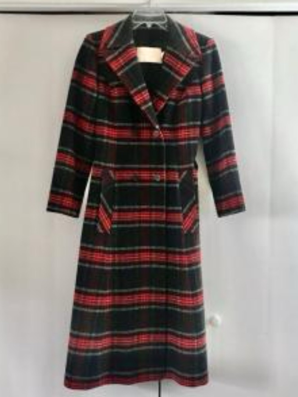 Pendleton Black and Red Plaid Wool Long Coat